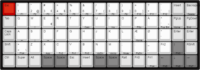nordic orthogonal keyboard layout for xd75re